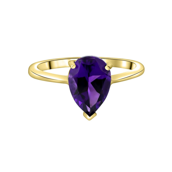 9ct yellow gold 10mm x 7mm pear cut amethyst ring