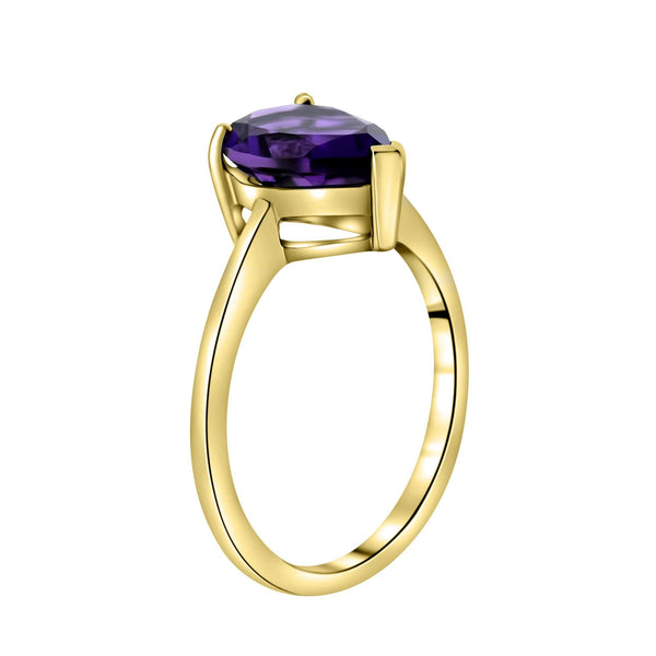 9ct yellow gold 10mm x 7mm pear cut amethyst ring