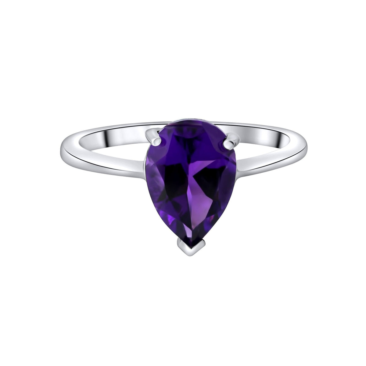 9ct white gold 10mm x 7mm pear cut amethyst ring