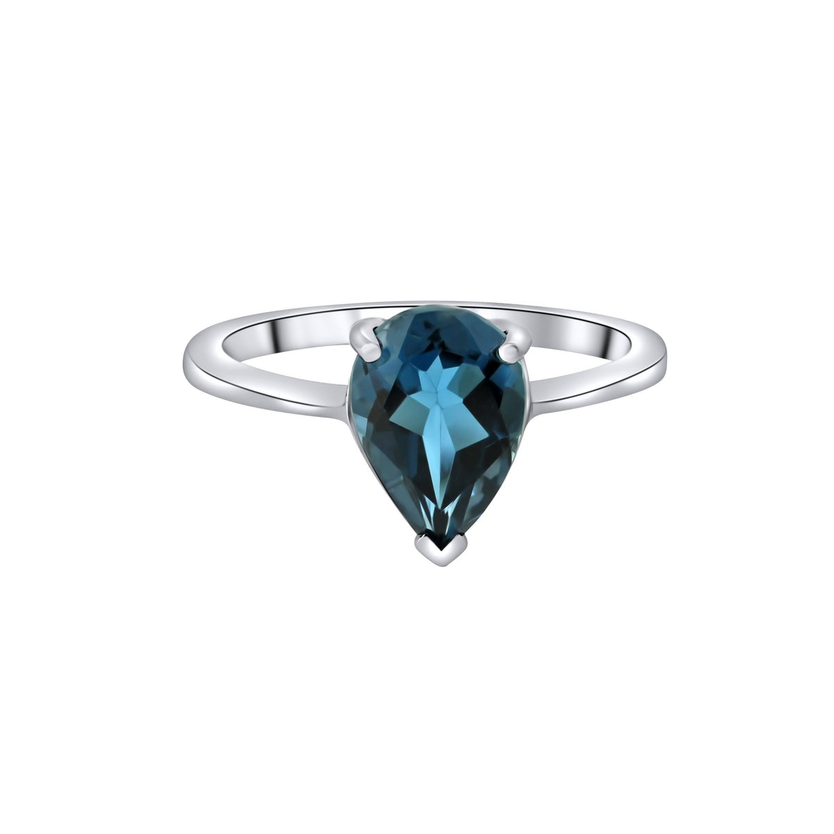 9ct white gold 10mm x 7mm pear cut London blue topaz ring
