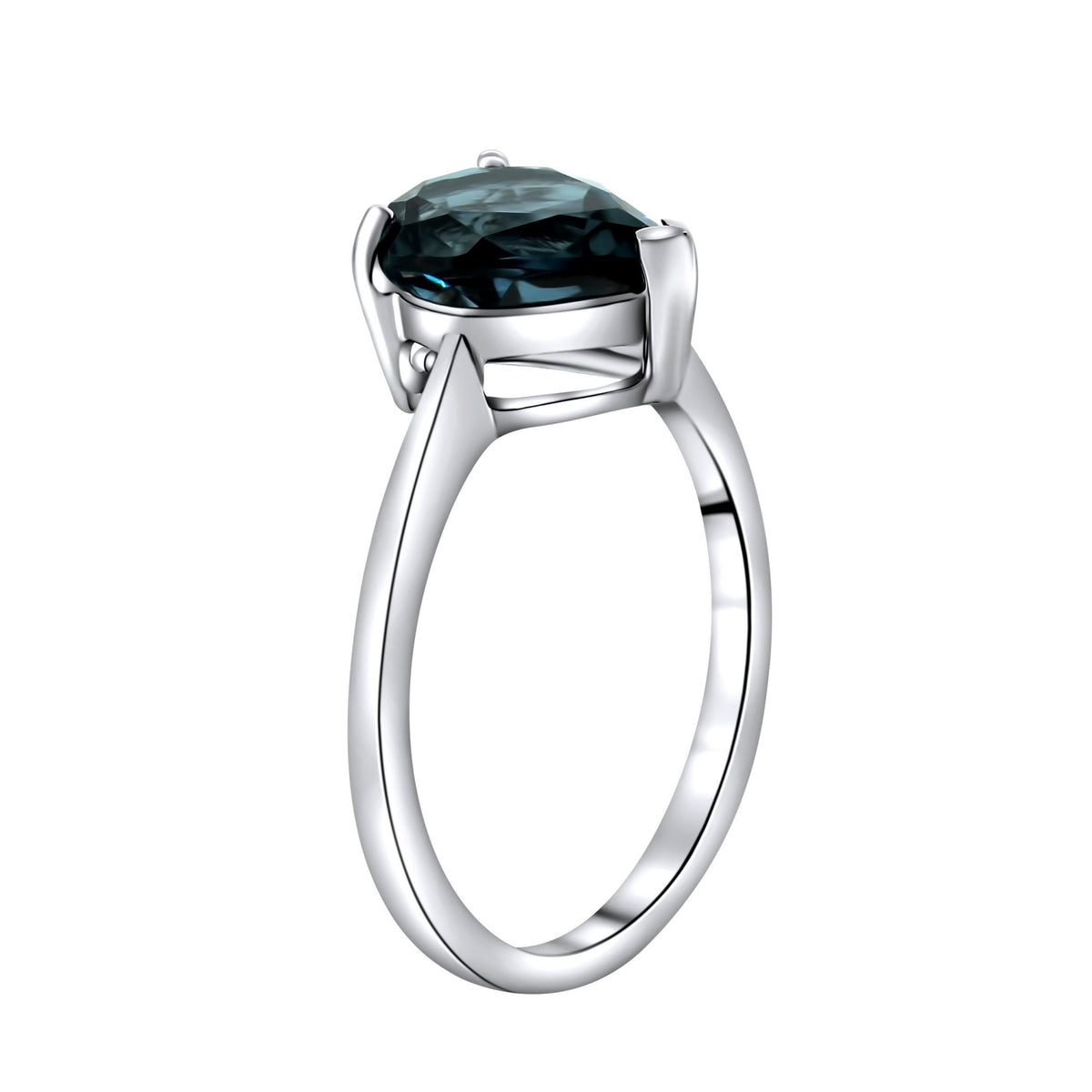 9ct white gold 10mm x 7mm pear cut London blue topaz ring