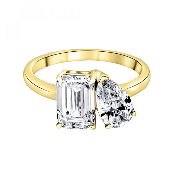 LG 18ct yellow gold 3.06ct D VVS2 emerald & pear diamond ring