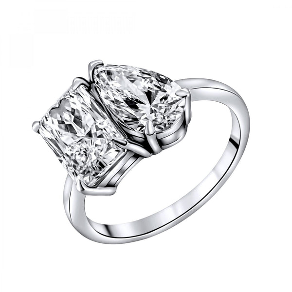 Lab Grown Platinum 4.05ct D Vvs2 Igi Radiant & Pear Diamond Ring