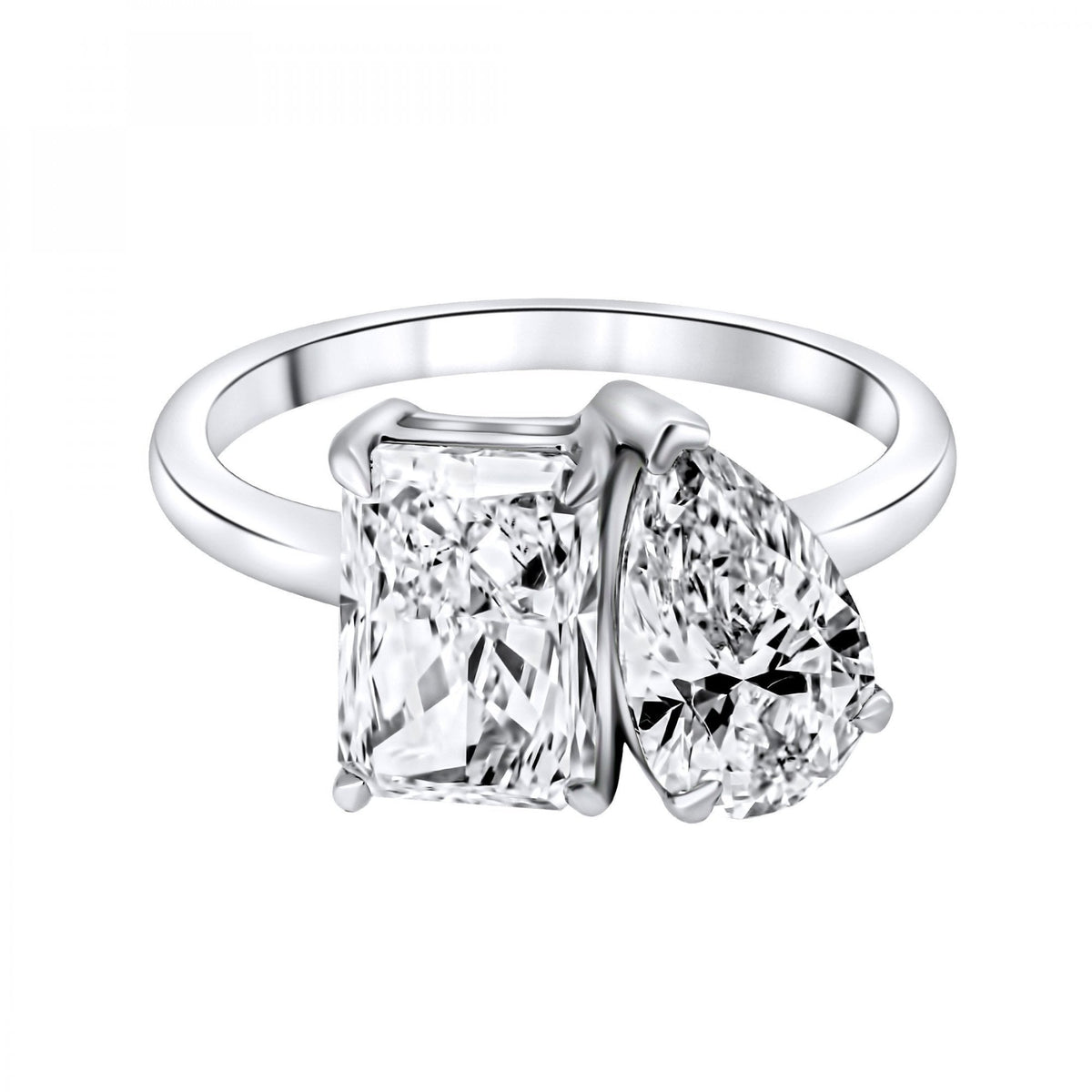 Lab Grown Platinum 4.05ct D Vvs2 Igi Radiant & Pear Diamond Ring