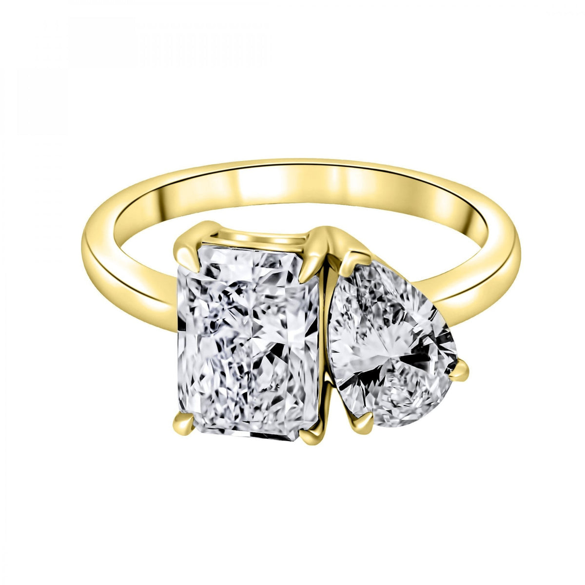 LG 18ct yellow gold 3.03ct D VVS2 radiant & pear diamond ring