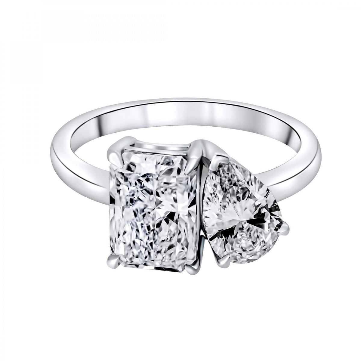 Lab grown platinum 3.03ct D VVS2 IGI radiant & pear diamond ring