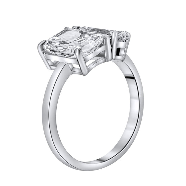 Lab grown platinum 3.03ct D VVS2 IGI radiant & pear diamond ring