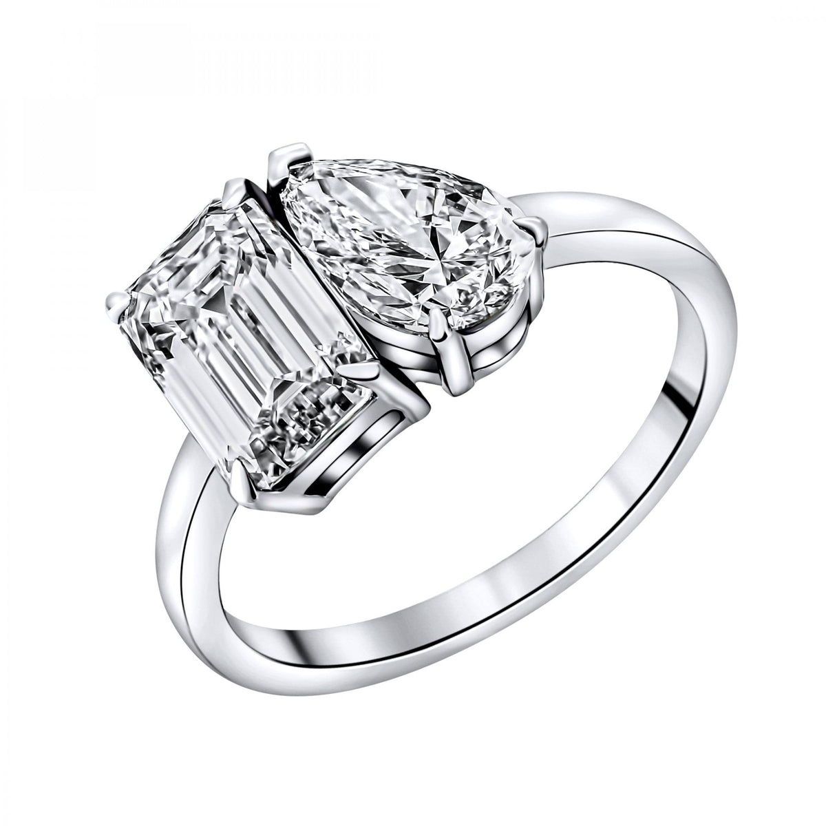Lab grown platinum 3.04ct D VVS2 IGI emerald & pear diamond ring