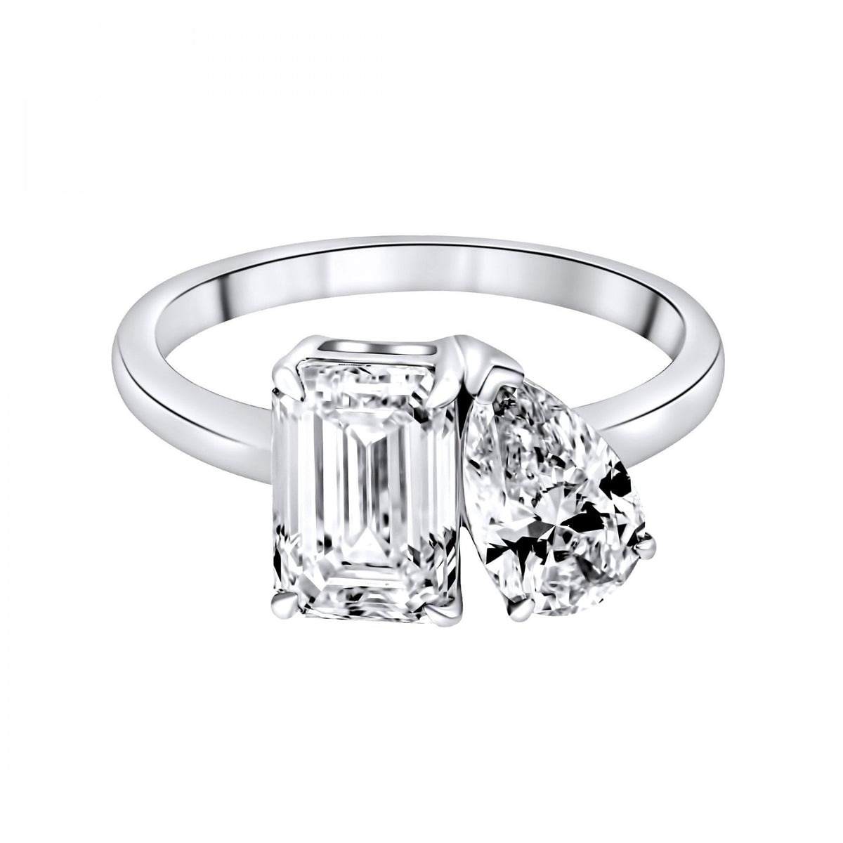 Lab grown platinum 3.04ct D VVS2 IGI emerald & pear diamond ring