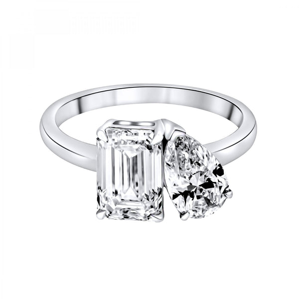 Lab grown platinum 3.04ct D VVS2 IGI emerald & pear diamond ring