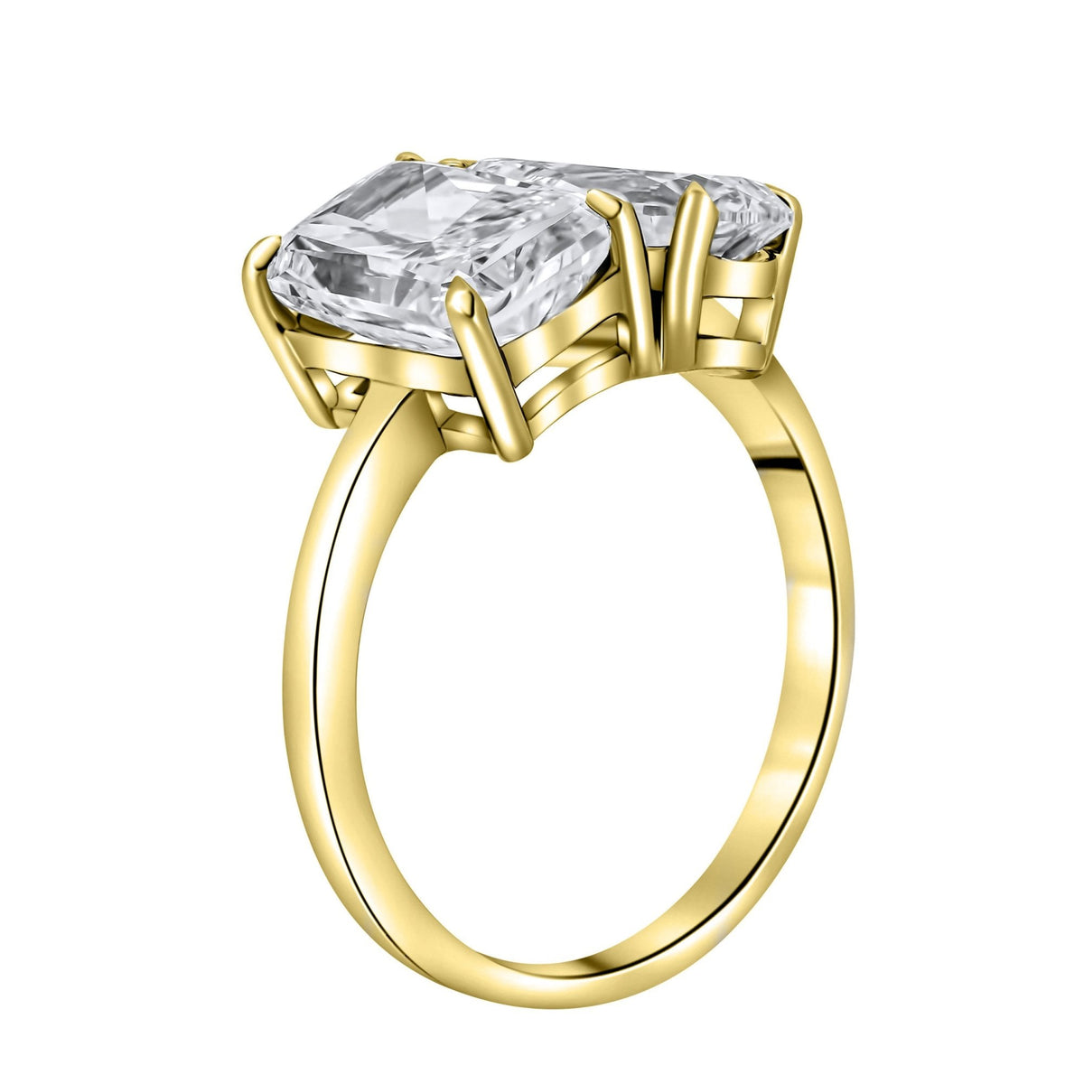 LG 18ct yellow gold 4.04ct D VVS2 radiant & pear diamond ring