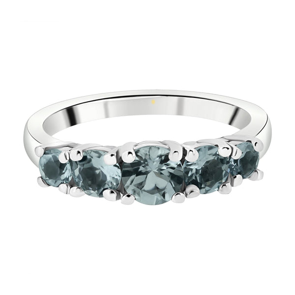 Platinum aquamarine graduated 5 stone ring