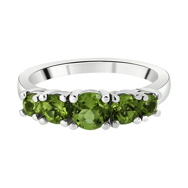 Platinum peridot graduated 5 stone ring