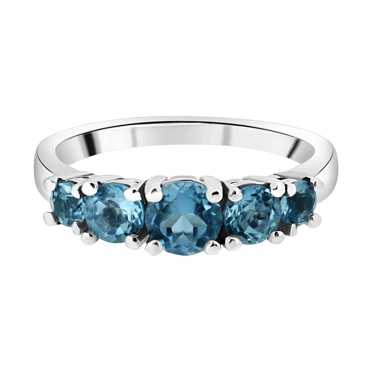 Platinum Swiss blue topaz graduated 5 stone ring
