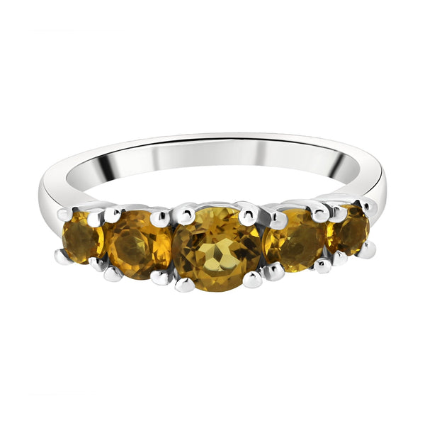 Platinum citrine graduated 5 stone ring