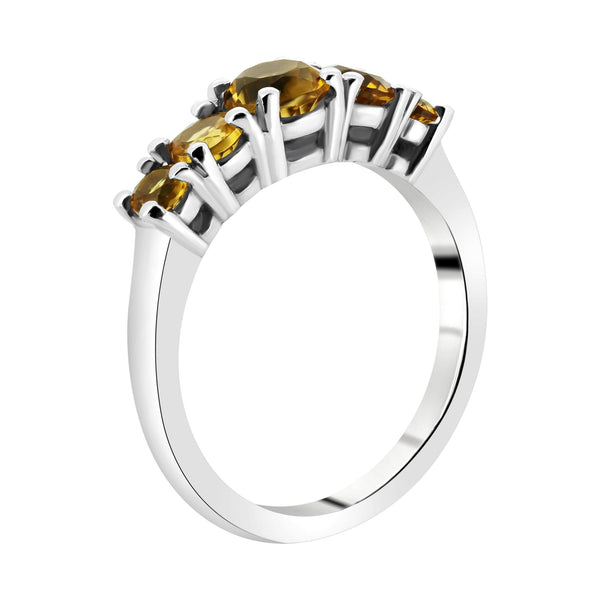 Platinum citrine graduated 5 stone ring