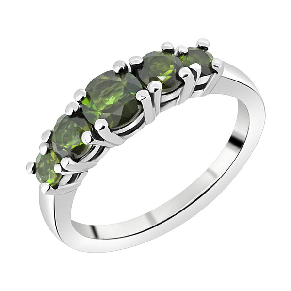 Platinum green tourmaline graduated 5 stone ring