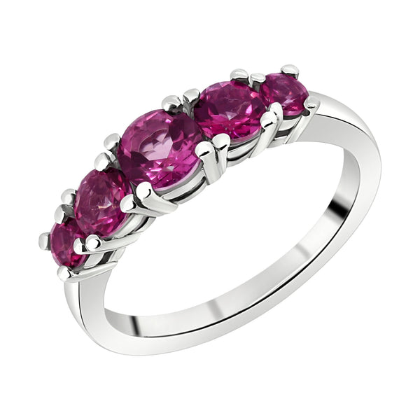 Platinum pink topaz graduated 5 stone ring