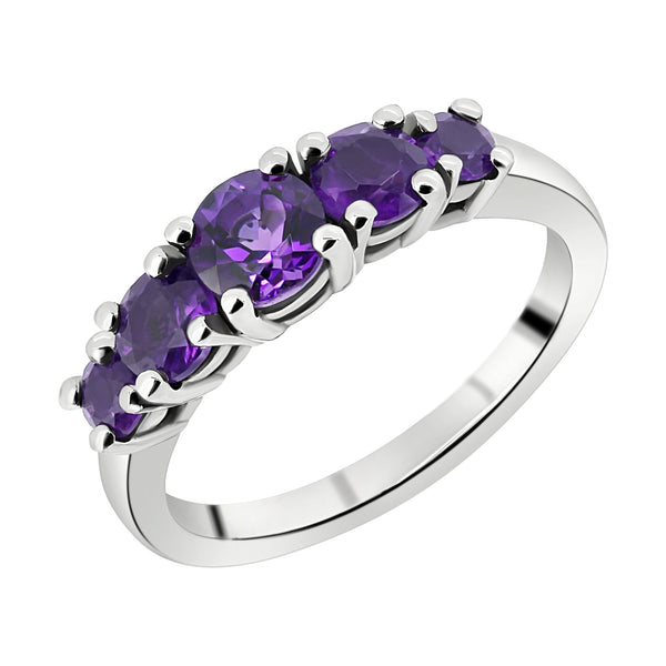 Platinum amethyst graduated 5 stone ring