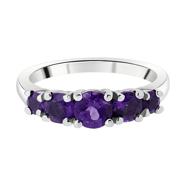 Platinum amethyst graduated 5 stone ring