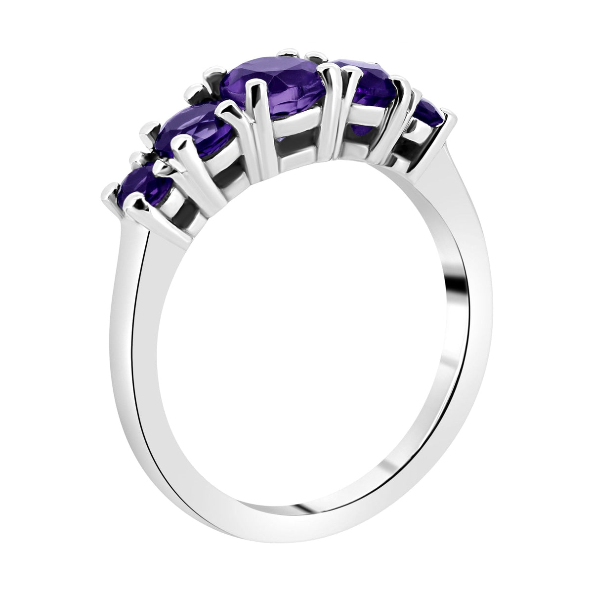 Platinum amethyst graduated 5 stone ring