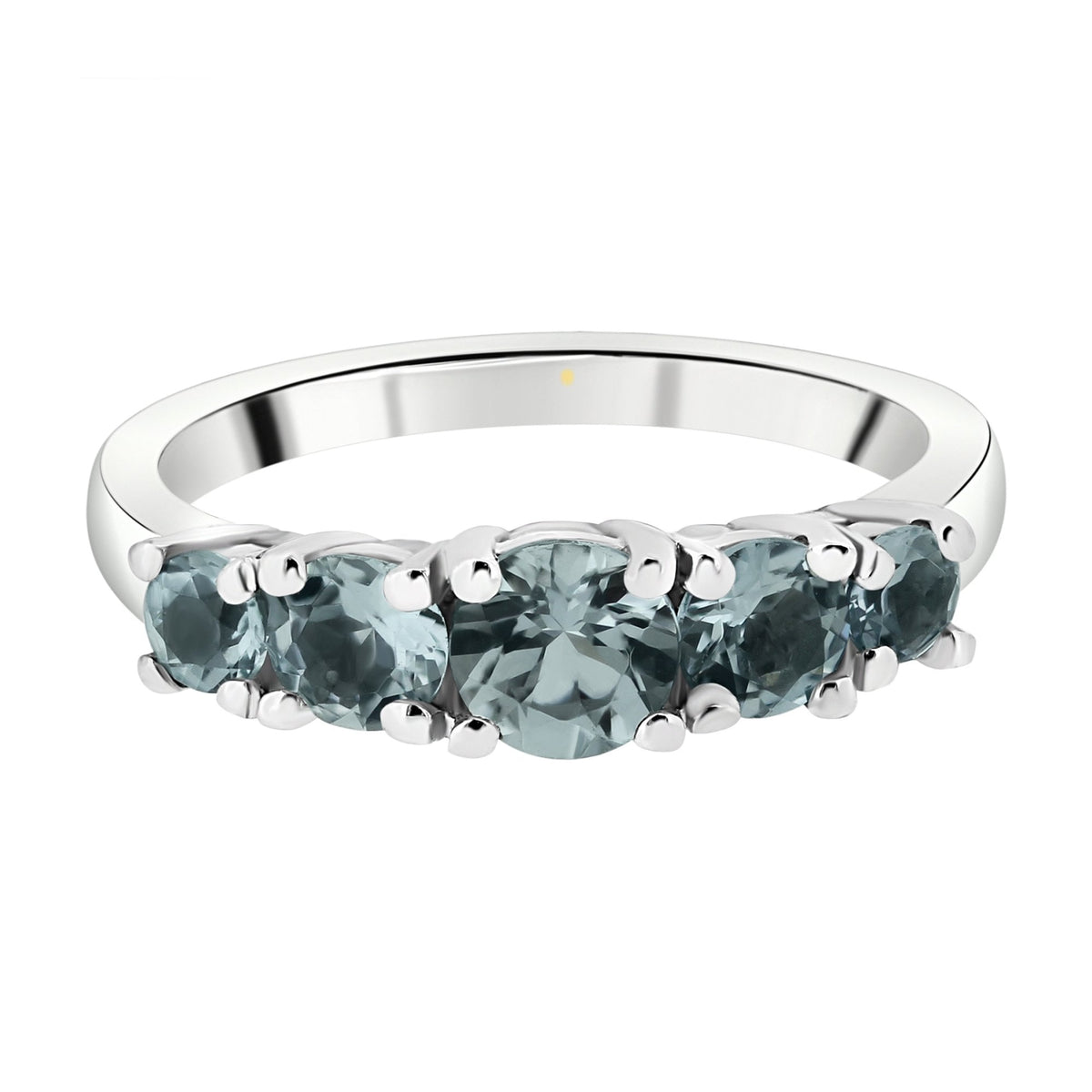 9ct white gold 5mm, 4mm & 3mm round aquamarine 5 stone ring