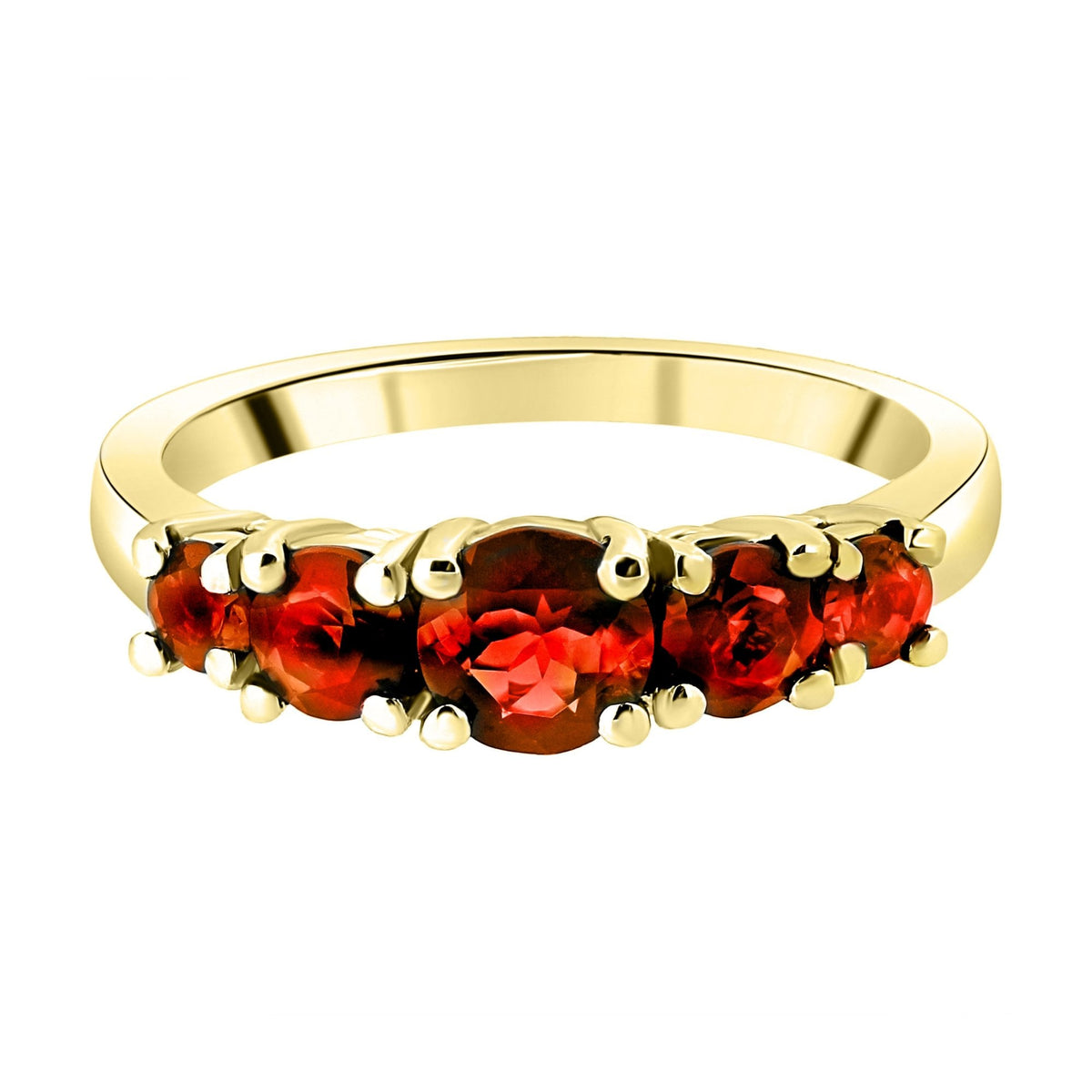 9ct yellow gold 5mm, 4mm & 3mm round fire opal 5 stone ring