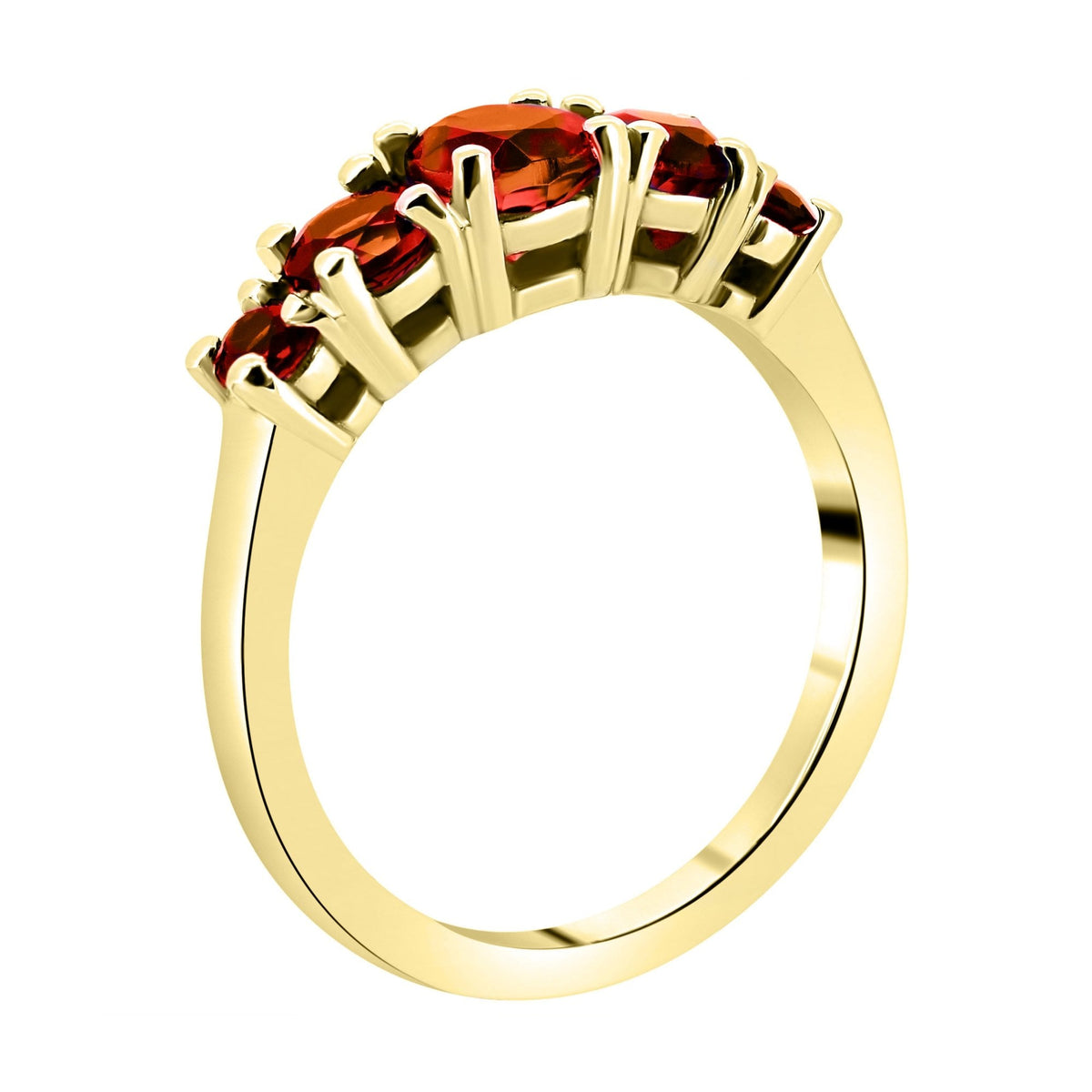 9ct yellow gold 5mm, 4mm & 3mm round fire opal 5 stone ring
