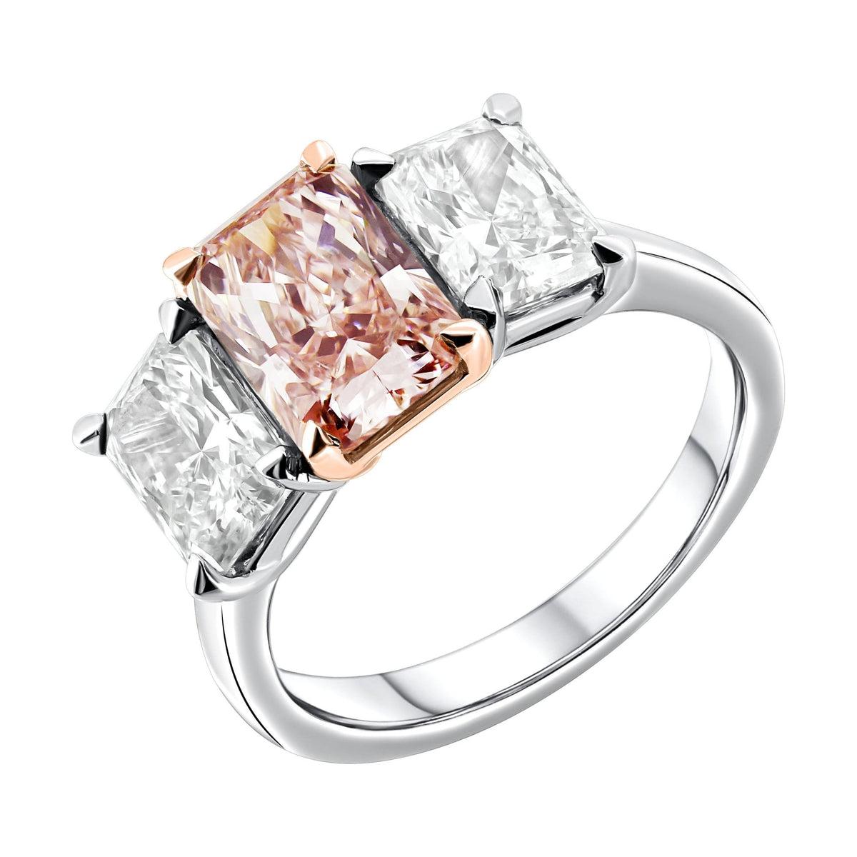 Lab grown platinum 2.07ct fancy pink & 2.06ct diamond ring