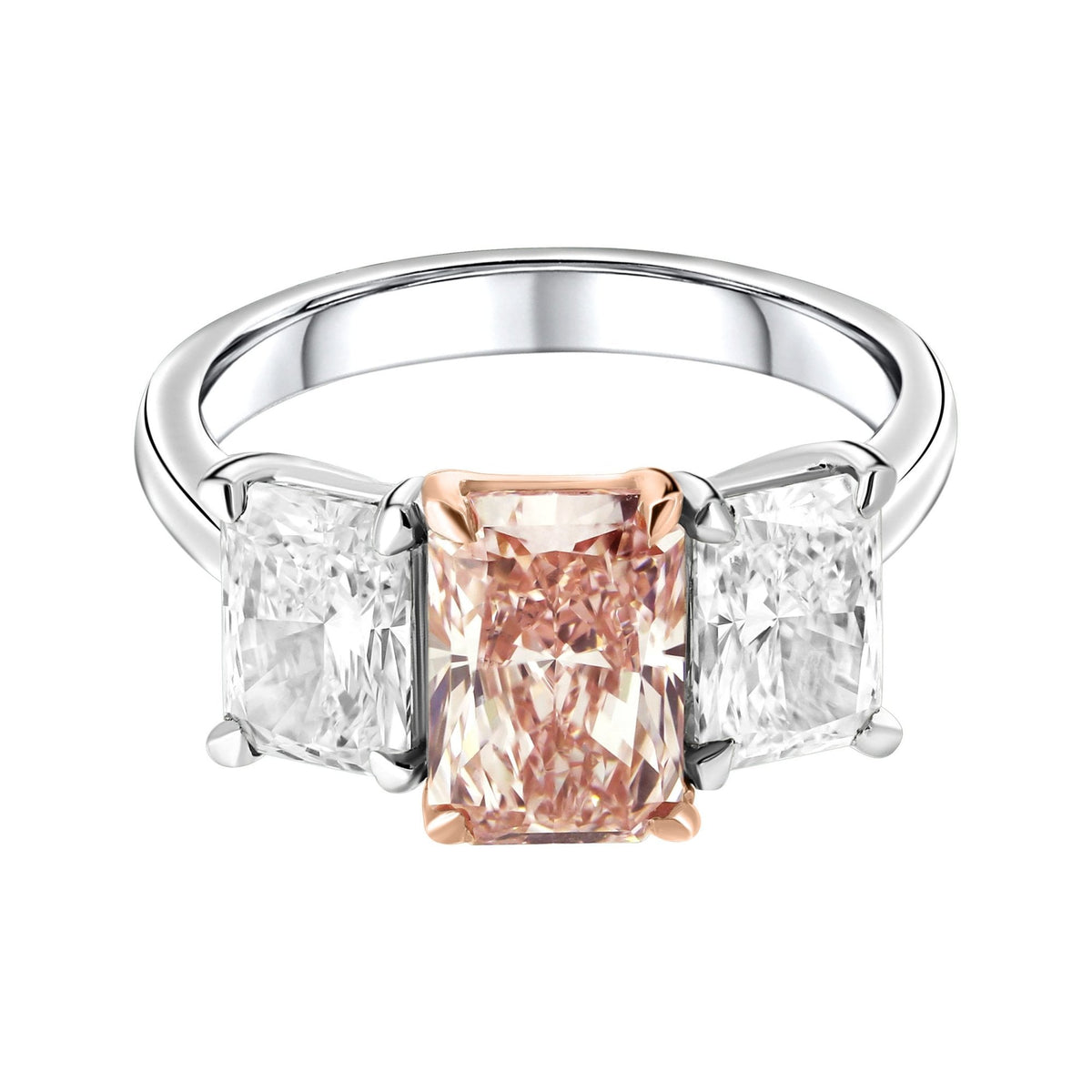 Lab grown platinum 2.07ct fancy pink & 2.06ct diamond ring
