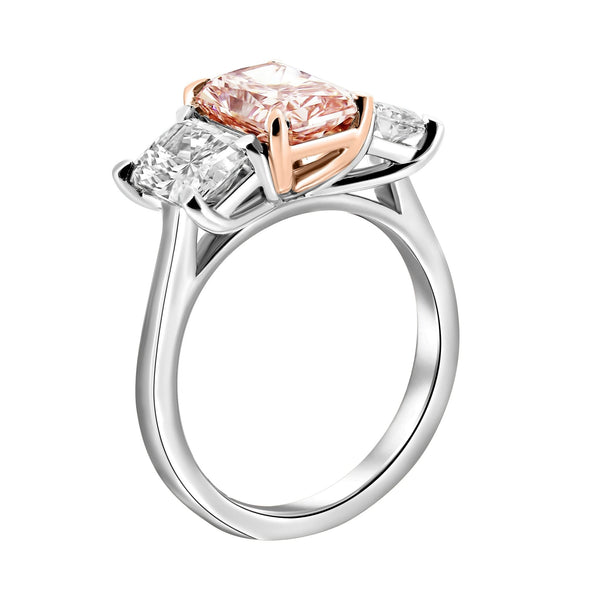 Lab grown platinum 2.07ct fancy pink & 2.06ct diamond ring
