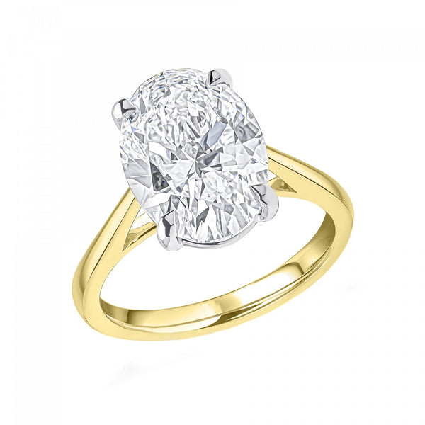 Lab grown 18ct yellow gold 4.00ct D VVS2 IGI oval diamond ring
