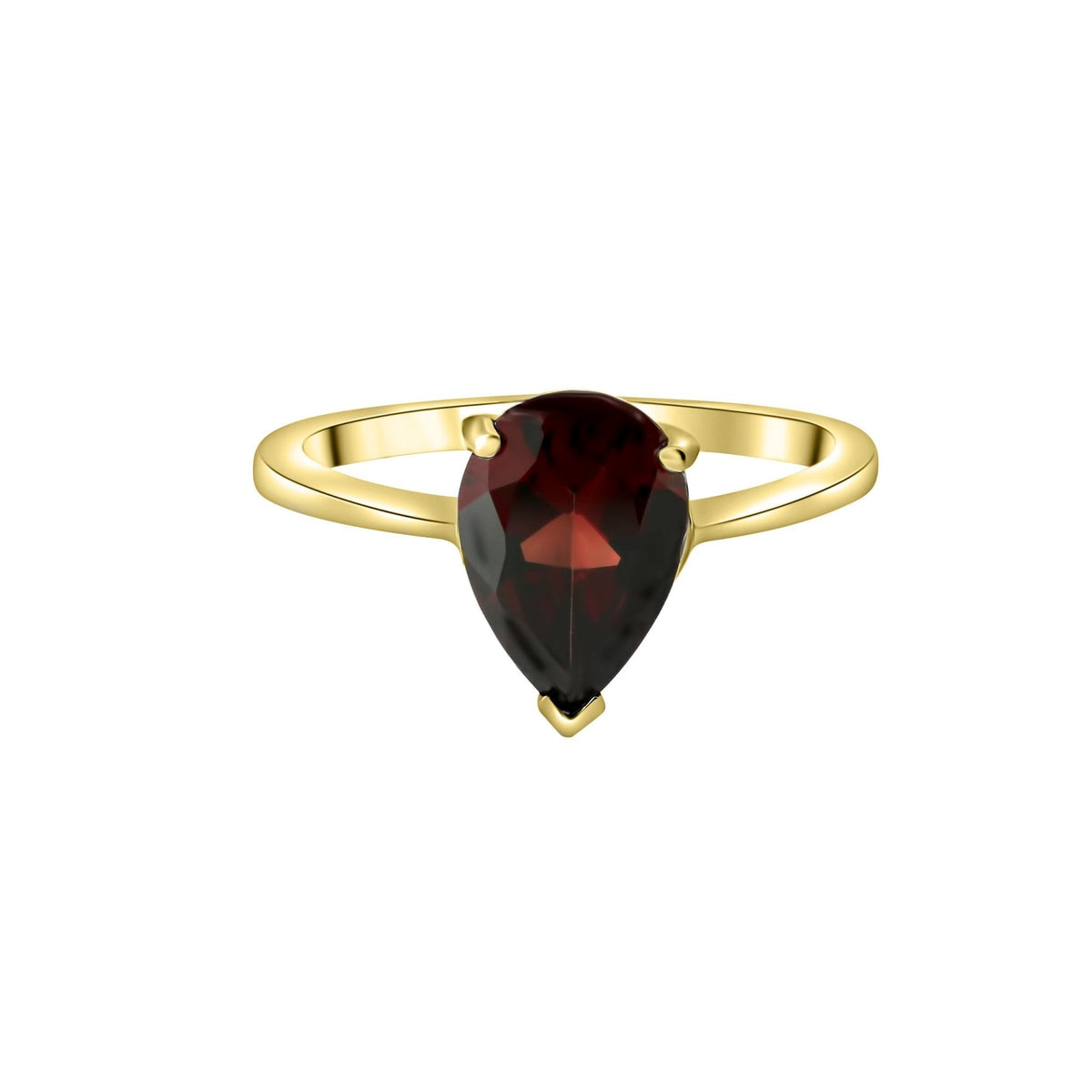 9ct yellow gold 10mm x 7mm pear cut garnet ring