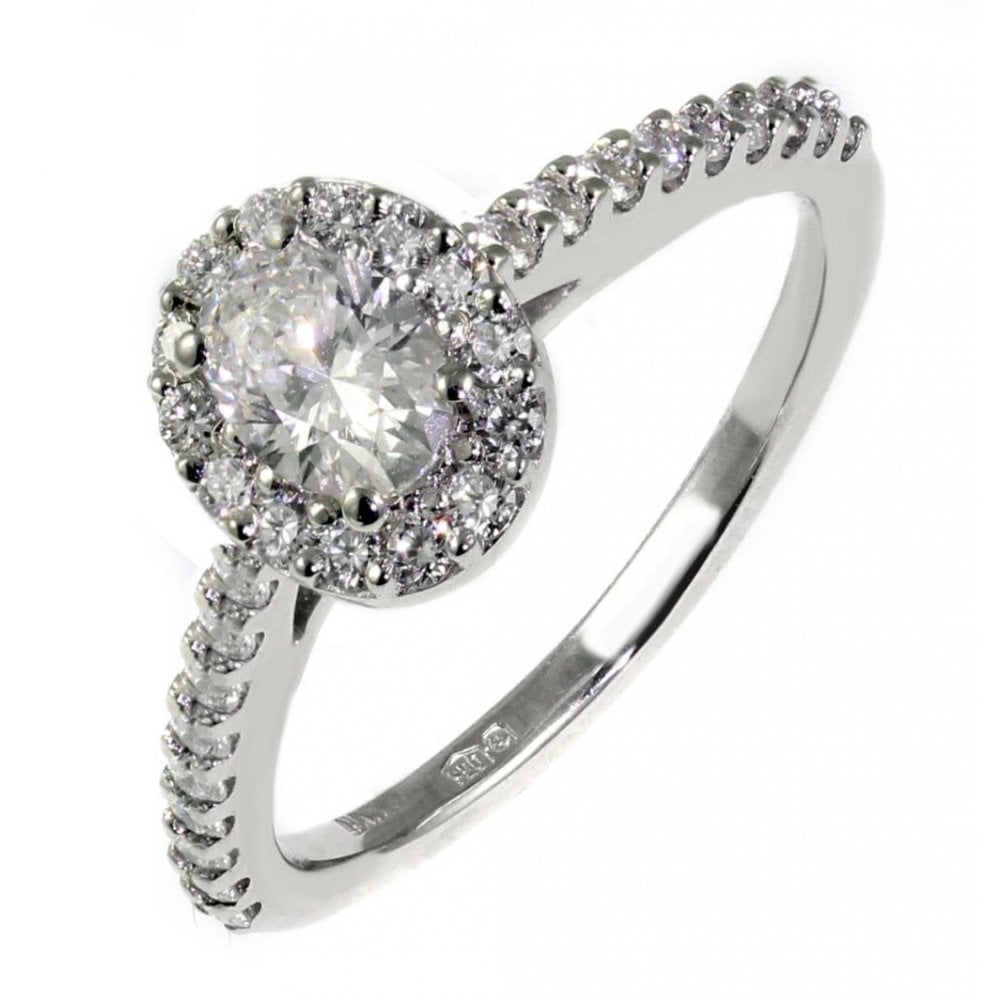 Platinum 0.30ct D VS2 GIA oval diamond halo ring