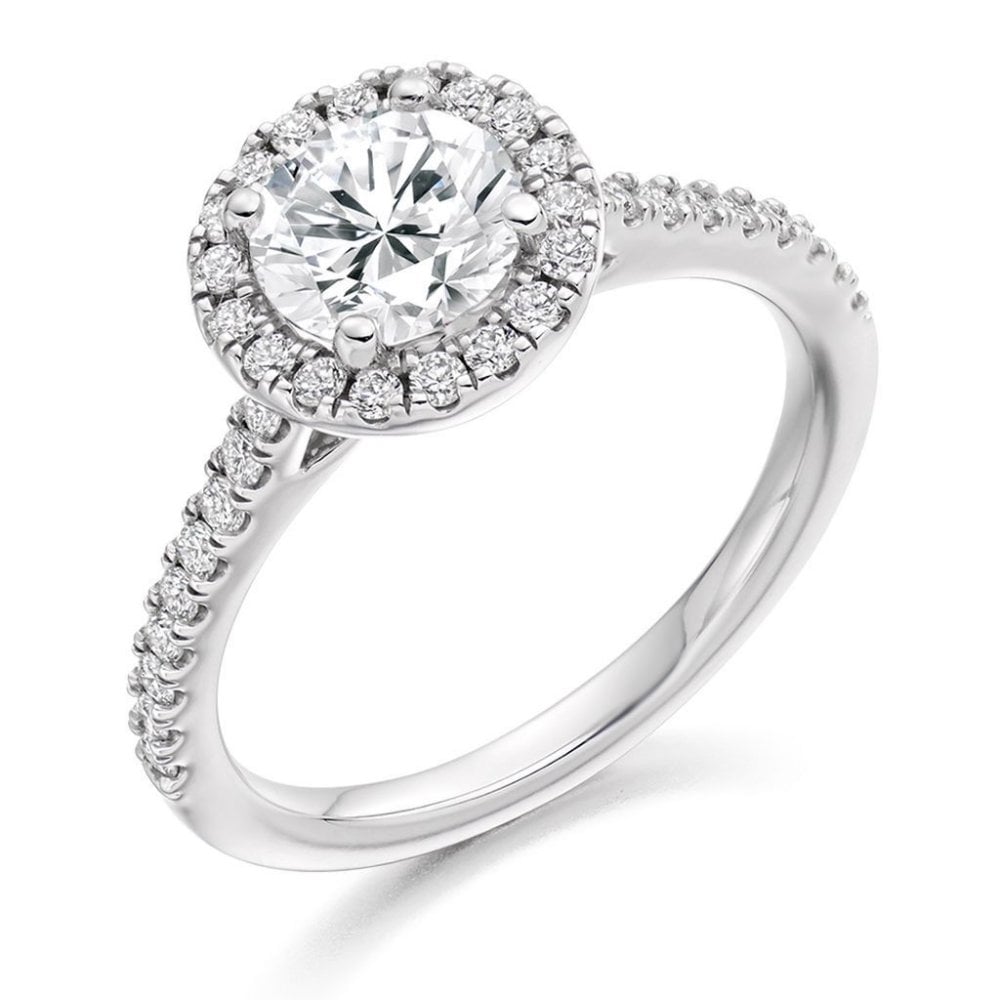 Platinum 1.01ct D VS2 EGL round brilliant cut diamond halo ring