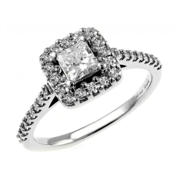 Platinum 0.33ct F VS1 GIA princess cut dimaond halo ring