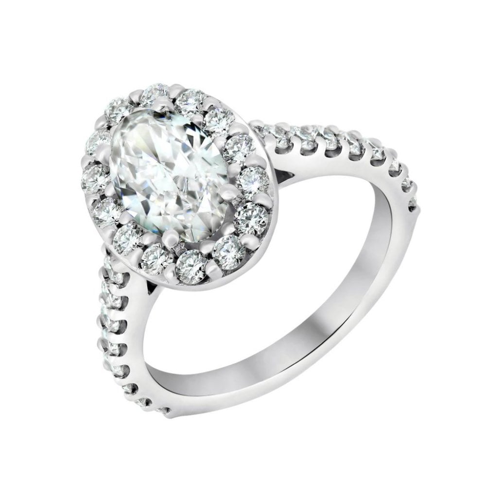 Platinum 1.31ct D VS1 GIA oval cut diamond halo ring