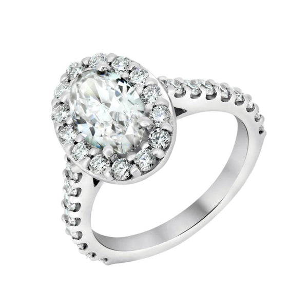 Platinum 1.31ct D VS1 GIA oval cut diamond halo ring