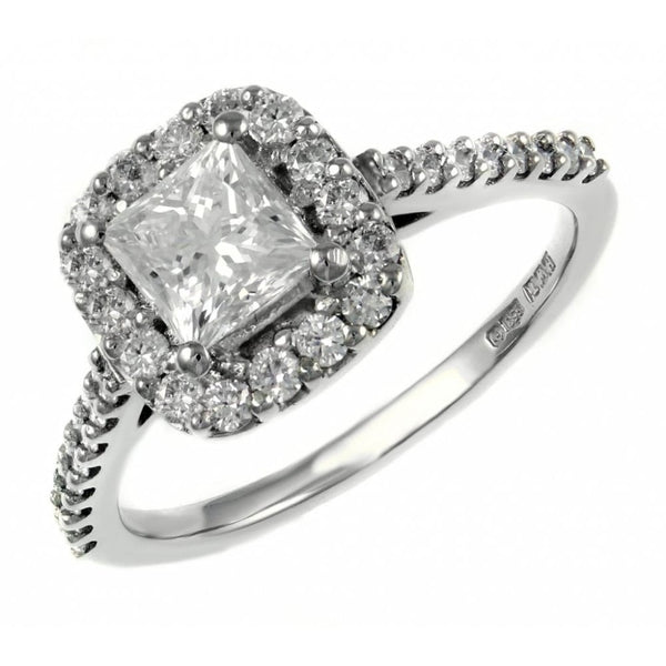 Platinum 0.70ct D VS1 EGL princess diamond halo ring