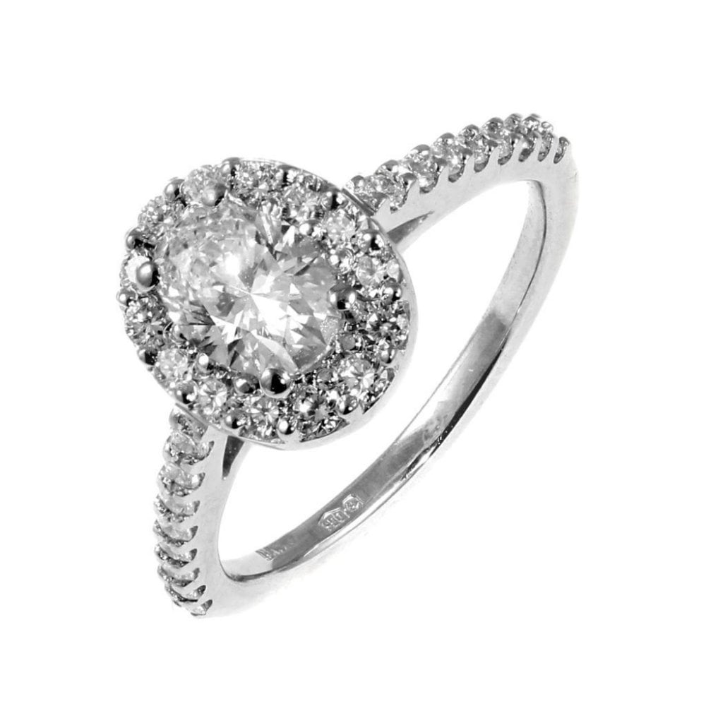 Platinum 1.01ct D VS1 GIA oval diamond halo ring