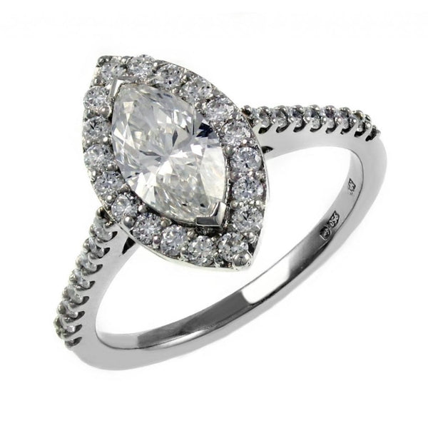 Platinum 1.01ct D VS1 GIA marquise diamond halo ring