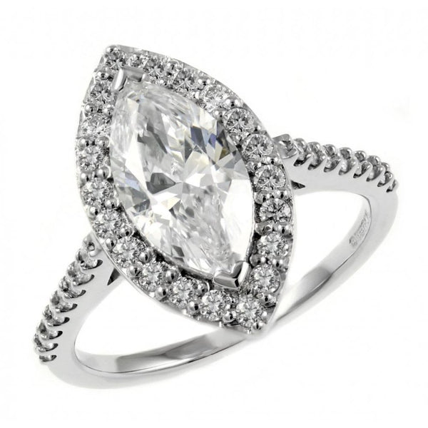 Platinum 1.20ct E VS2 GIA marquise diamond halo ring