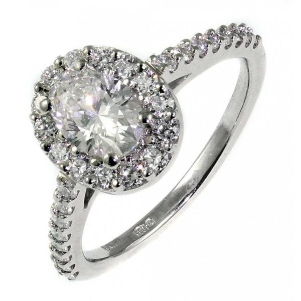 Platinum 0.50ct D VVS1 GIA oval diamond halo ring