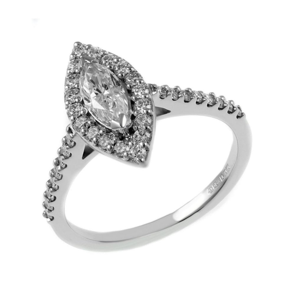 Platinum 0.30ct D VS1 GIA marquise cut diamond halo ring