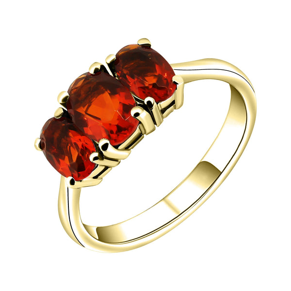 9ct yellow gold 7x5mm & 6x4mm oval fire opal 3 stone ring
