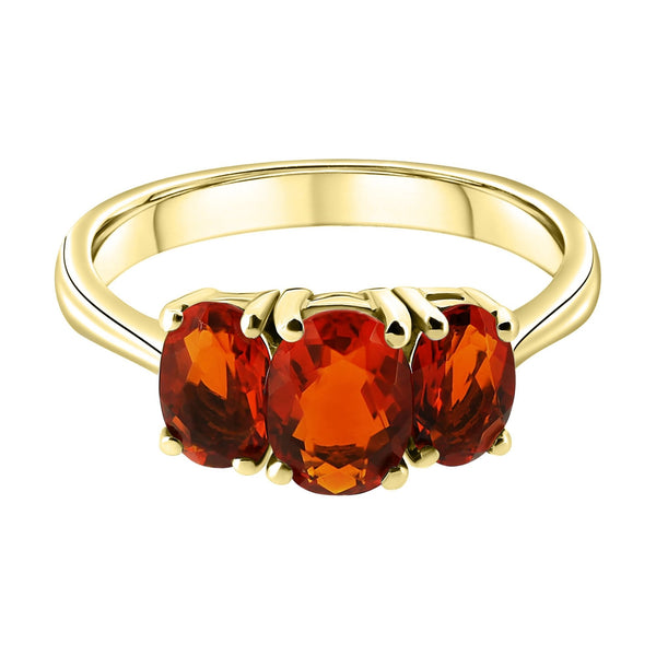 9ct yellow gold 7x5mm & 6x4mm oval fire opal 3 stone ring