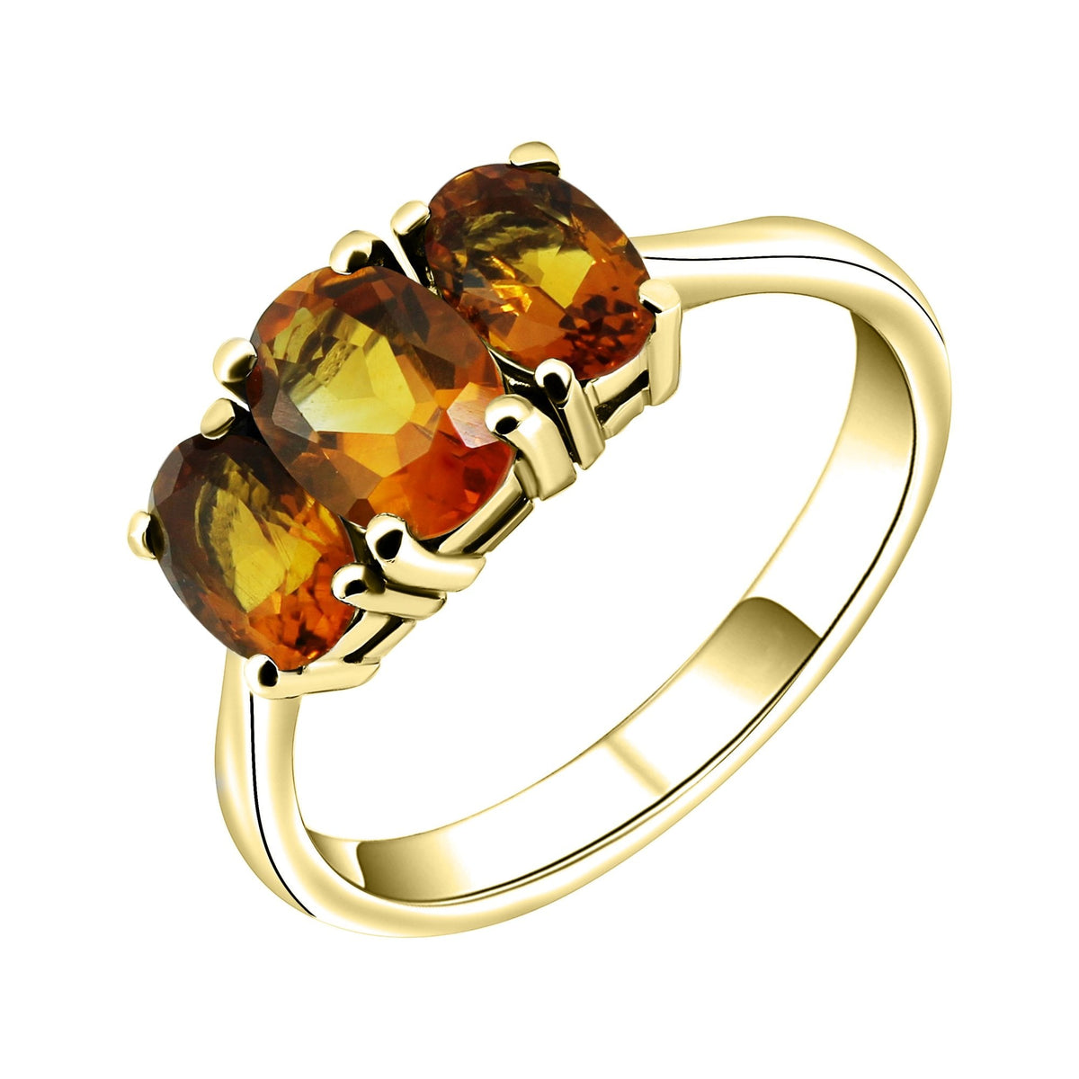9ct yellow gold 7x5mm & 6x4mm oval citrine 3 stone ring