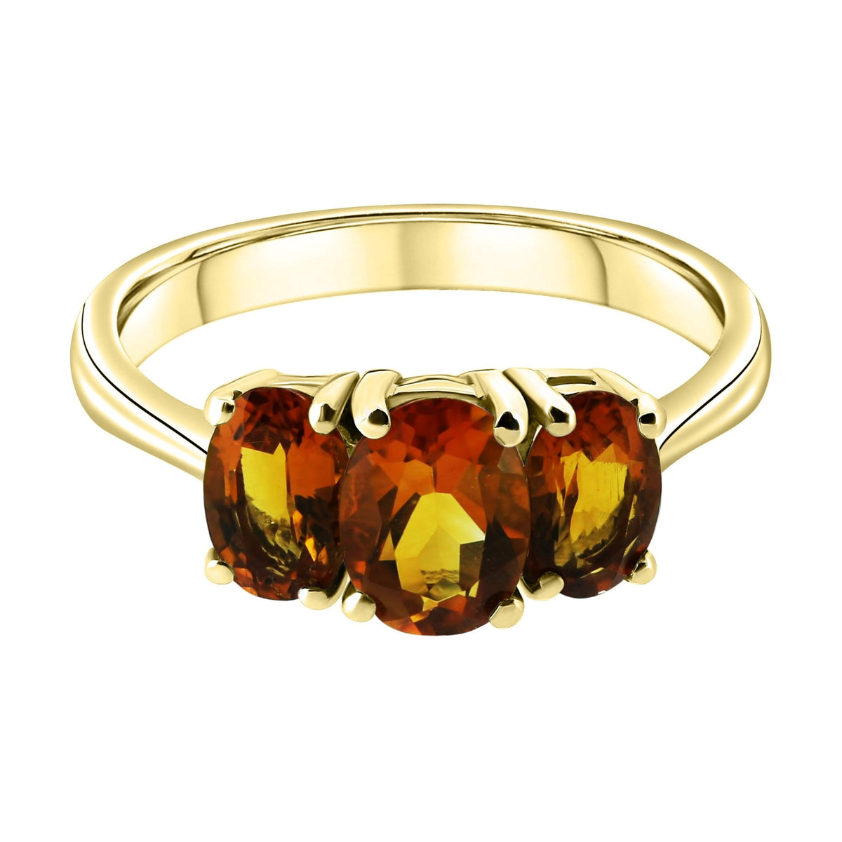 9ct yellow gold 7x5mm & 6x4mm oval citrine 3 stone ring
