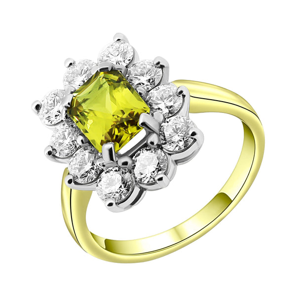 18ct yellow gold 1.57ct yellow sapphire & 1.50ct diamond ring