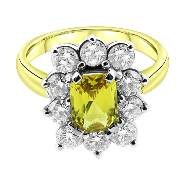 18ct yellow gold 1.57ct yellow sapphire & 1.50ct diamond ring